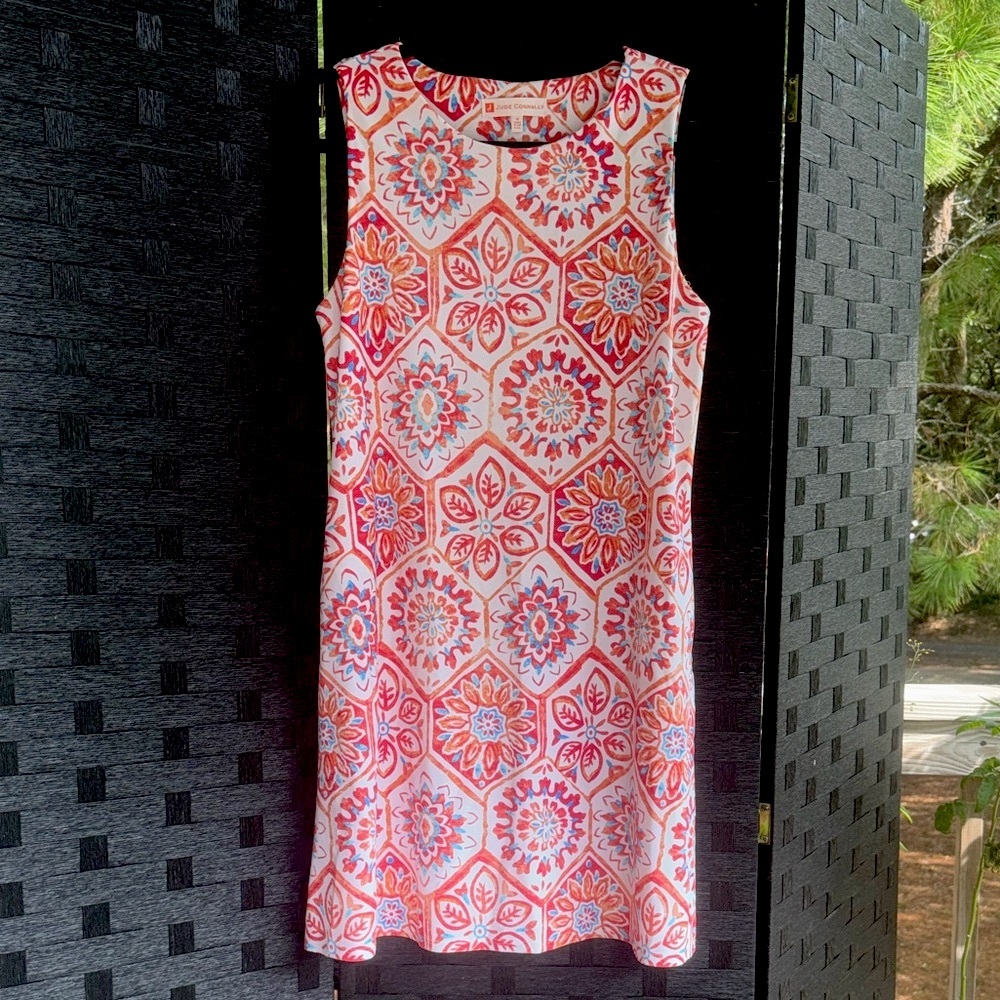 Jude Connally Red and Orange Patterned Mini Dress